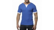 ADDICTED - AD232 T-SHIRT RIBBED BLEU ROYAL