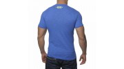  ES TS044  T-SHIRT BLEU ROYAL NEON PRINT COL V COTON AJOURE