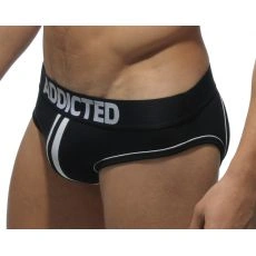 SLIP NOIR BOTTOMLESS JOCK DOUBLE PIPING - AD305  ADDICTED