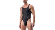 BODY STRING NOIR  EN TULLE FIN TRANSPARENT M101 - MANSTORE