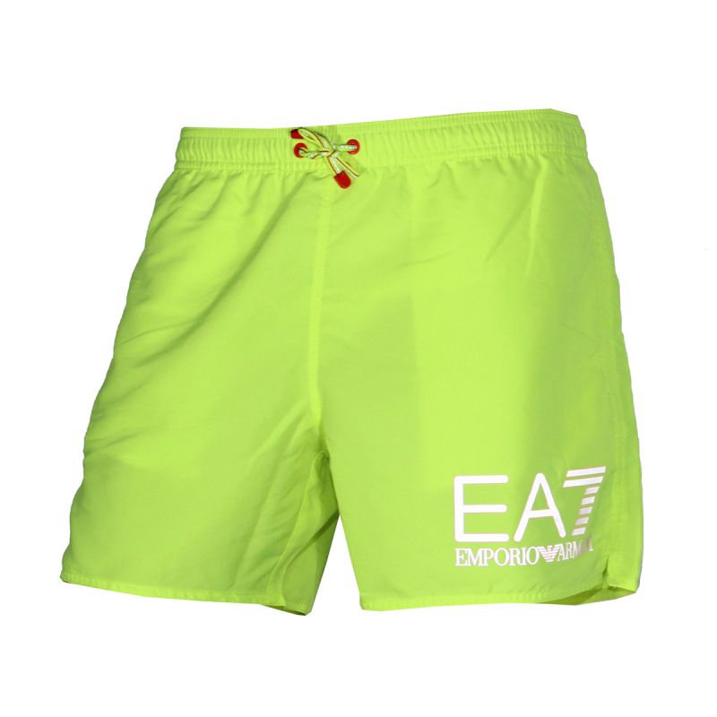 Short de bain court jaune fluo grand logo armani - ea7 ...