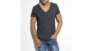 T-SHIRT EMBRODERY GRIS COL V TS143 - ES COLLECTION