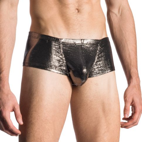 BOXER SHORTY NOIR ARGENTE EN VISCOSE DISCO HOT PANTS - MANSTORE