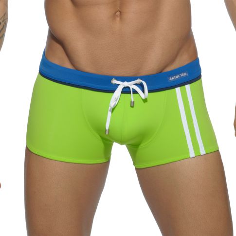 BOXER DE BAIN  VERT SPORT DETAIL BINDING  ADS133 - ADDICTED