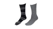 CHAUSSETTE PACK 2 PAIRES GRISES UNIES ET GRISES A  RAYURES - TOMMY