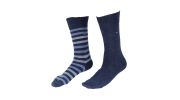 CHAUSSETTE PACK 2 PAIRES BLEU JEANS UNIES ET BLEU A  RAYURES - TOMMY