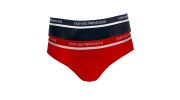 PACK DE 2 SLIPS BASICS NAVY / ROUGE  CEINTURE BANDE ARGENTEE  - ARMANI