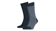 CHAUSSETTE PACK 2 PAIRES GRIS BLEU PETITES RAYURES - TOMMY