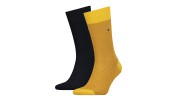 LOT DE 2 CHAUSSETTES IRREGULAR, UNI ET TEXTURÉ NOIR ET JAUNE - TOMMY