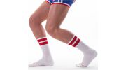 CHAUSSETTES GYM BLANCHES ET ROUGES - BARCODE