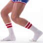 CHAUSSETTES HAUTES GYM BLANCHE ET ROUGE - BARCODE