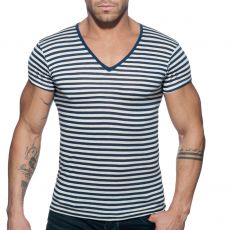 T-SHIRT COL V SAILOR MARINE AD588 - ADDICTED