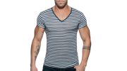 T-SHIRT COL V SAILOR MARINE AD588 - ADDICTED