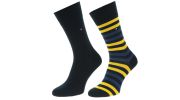 CHAUSSETTE PACK 2 PAIRES UNI ET A RAYURES NOIR/JAUNE - TOMMY