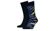 CHAUSSETTE PACK 2 PAIRES UNI ET A MOTIFS BLEU/JAUNE - TOMMY