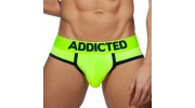 SLIP DE BAIN COCKRING C-THROUGH JAUNE FLUO AD917 - ADDICTED