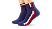 PACK DE 2 PAIRES DE CHAUSSETTES QUARTER ICONIC BLEU - TOMMY