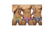 PACK DE 3 SLIPS MESH PUSH UP SAILOR MARINE/JAUNE/ROUGE AD965 - ADDICTED