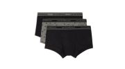 LOT DE 3 BOXERS NOIR/KAKI STRETCH COTON - EMPORIO ARMANI 