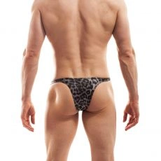 TANGA MOTIF LEOPARD NOIR ET ARGENT - SP9B14 - WOJOER