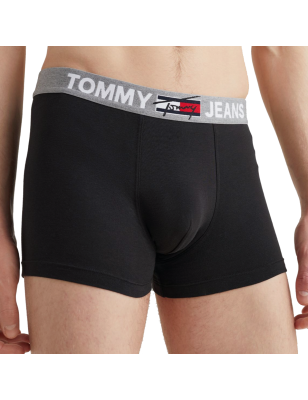 BOXER TRUNK NOIR EN COTON A LOGO UM0UM02178  - TOMMY JEANS