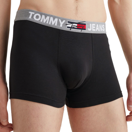 BOXER TRUNK NOIR EN COTON A LOGO UM0UM02178  - TOMMY JEANS