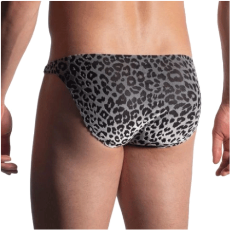 SLIP CIRCUS MICRO BRIEF EN VELOURS LEOPARD GRIS/NOIR M908 - MANSTORE