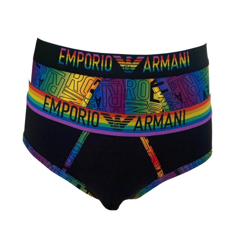 PACK DE 2 SLIPS PRIDE NOIR 112079-4R513 - EMPORIO ARMANI