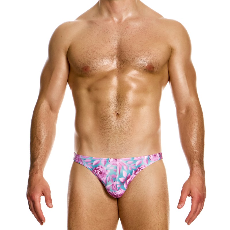 SLIP DE BAIN COURT ORIGAMI A FLEURS ROSES FS2412 - MODUS VIVENDI