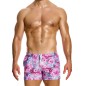 SHORT DE BAIN COURT ORIGAMI A FLEURS ROSES FS2431 - MODUS VIVENDI