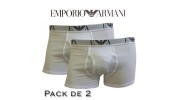 EMPORIO ARMANI - LOT DE 2 BOXERS BLANCS EAGLE