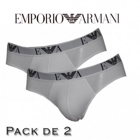 EMPORIO ARMANI - LOT DE 2 SLIP BLANC EAGLE